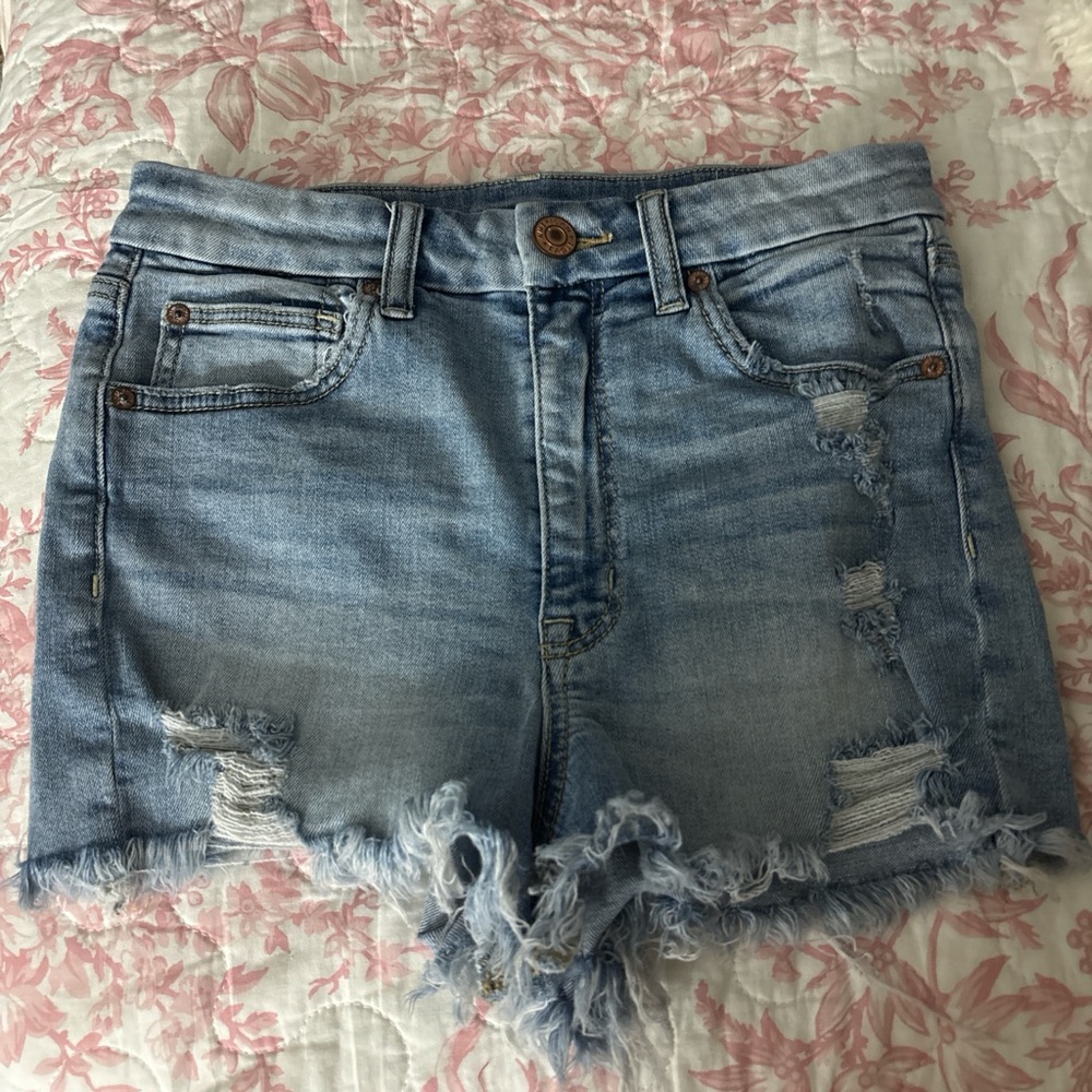 American Eagle Outfitters Light Blue Distressed Jean Shorts